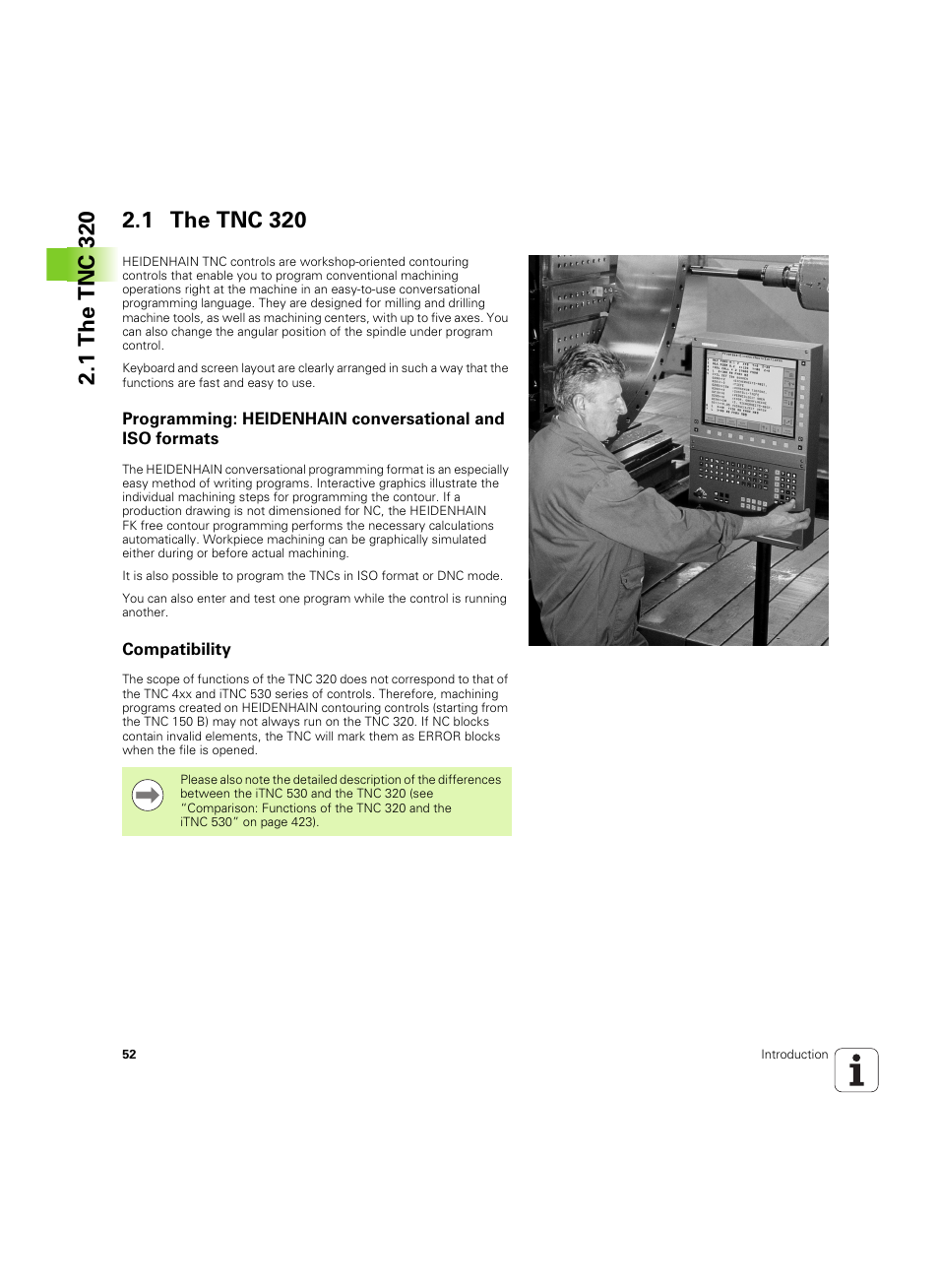 1 the tnc 320, Compatibility | HEIDENHAIN TNC 320 (340 55x-04) ISO programming User Manual | Page 52 / 461