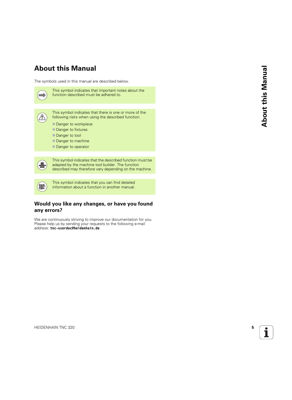 About this manual | HEIDENHAIN TNC 320 (340 55x-05) User Manual | Page 5 / 515