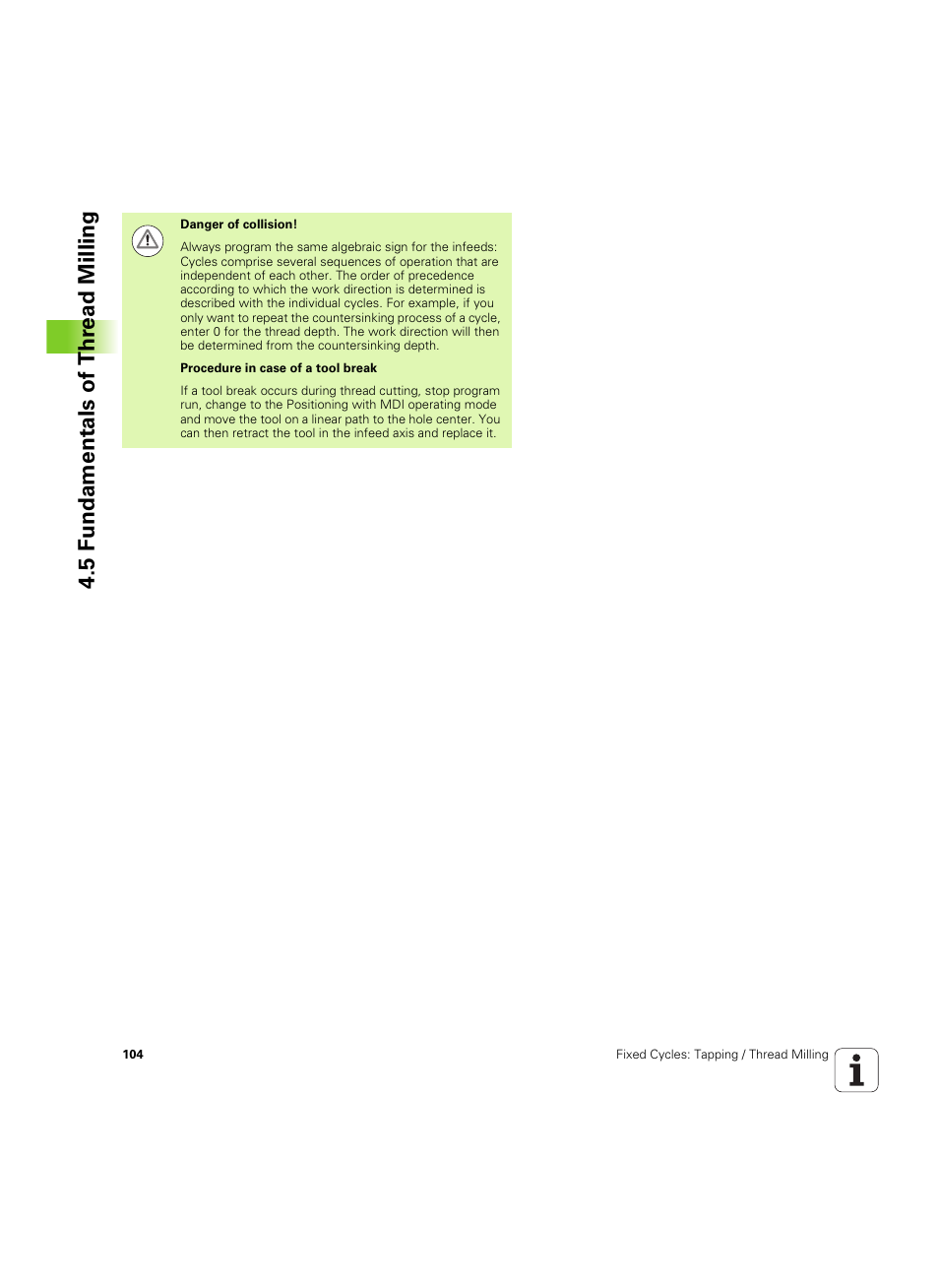 5 f undamentals of thr ead milling | HEIDENHAIN TNC 320 (340 55x-05) Cycle programming User Manual | Page 104 / 439