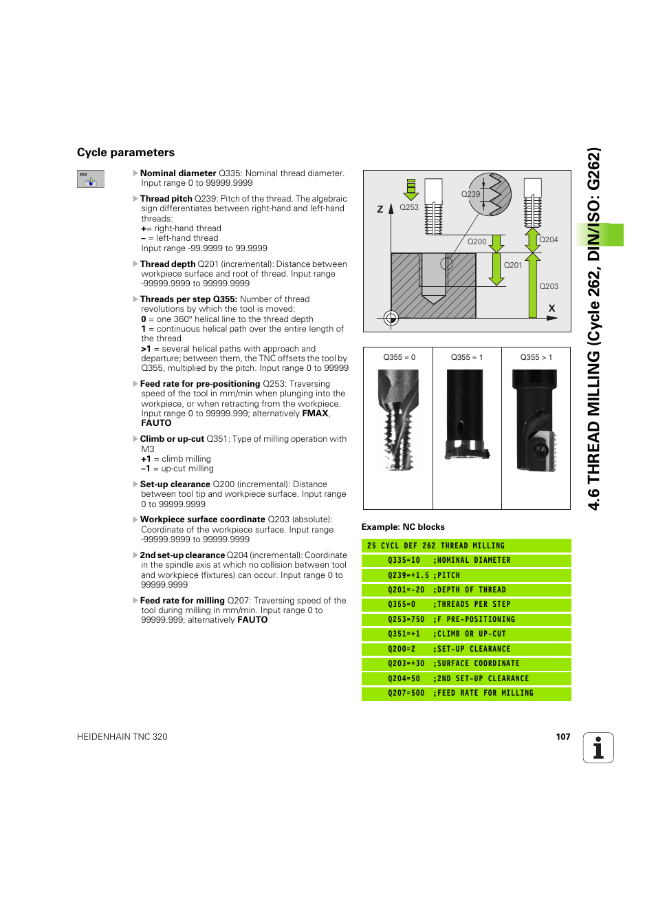 Cycle parameters | HEIDENHAIN TNC 320 (340 55x-05) Cycle programming User Manual | Page 107 / 439