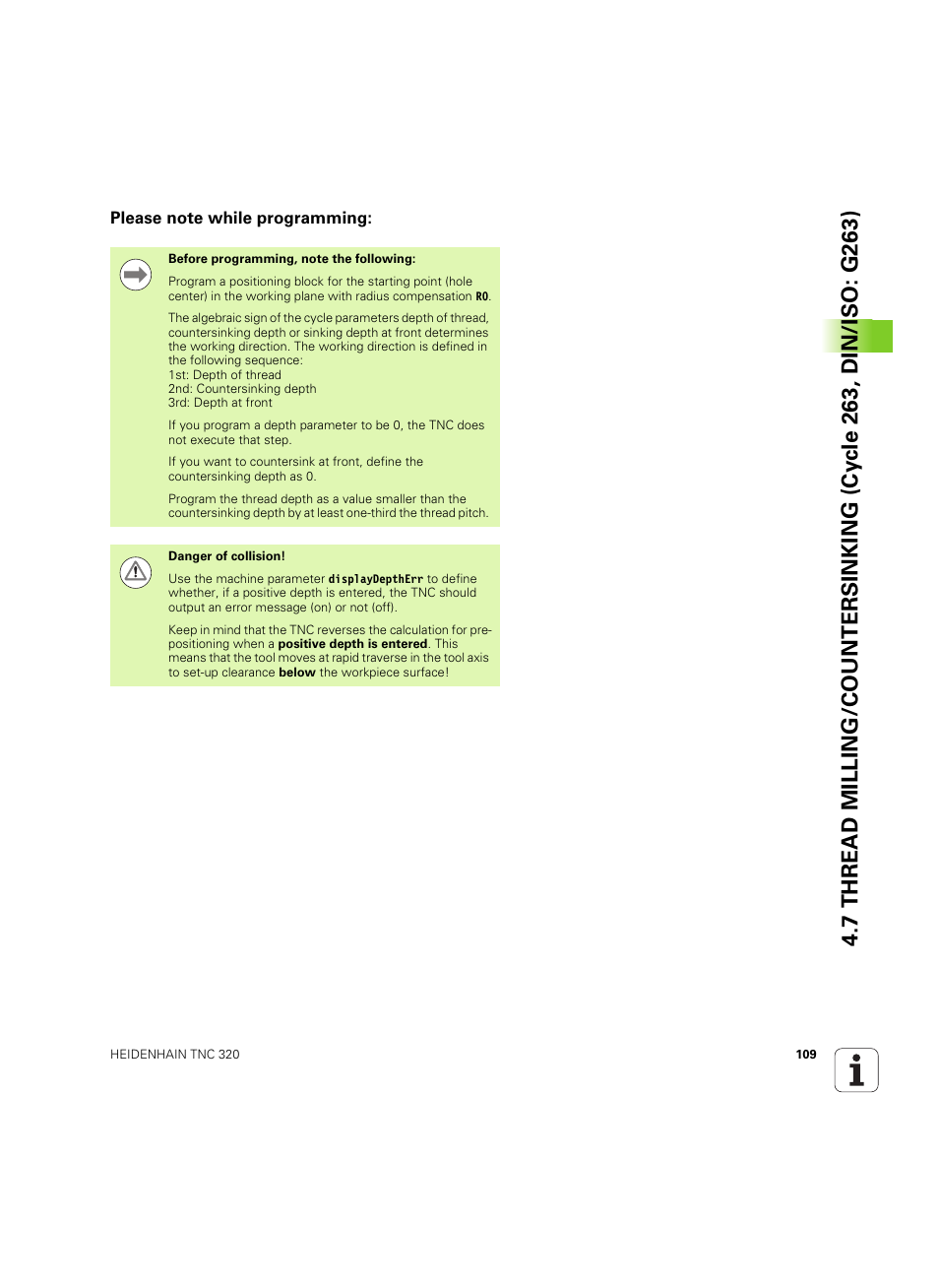 Please note while programming | HEIDENHAIN TNC 320 (340 55x-05) Cycle programming User Manual | Page 109 / 439