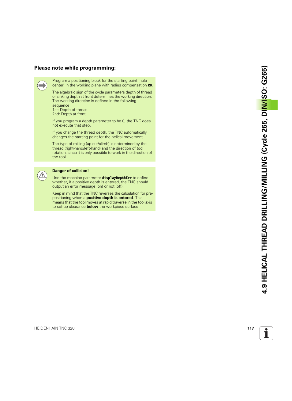 Please note while programming | HEIDENHAIN TNC 320 (340 55x-05) Cycle programming User Manual | Page 117 / 439