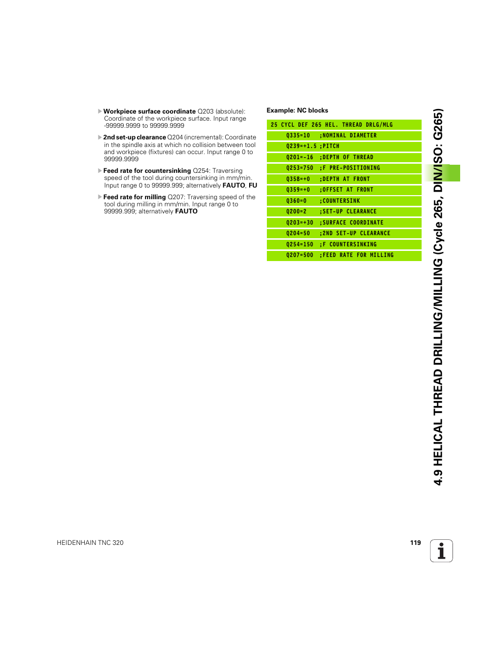 HEIDENHAIN TNC 320 (340 55x-05) Cycle programming User Manual | Page 119 / 439