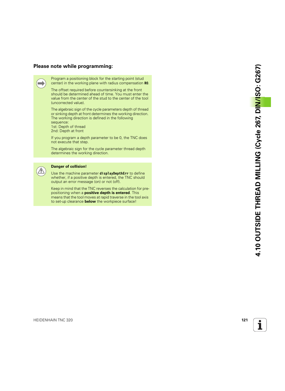 Please note while programming | HEIDENHAIN TNC 320 (340 55x-05) Cycle programming User Manual | Page 121 / 439