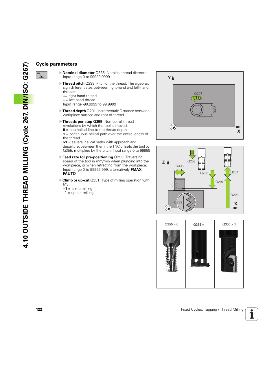 Cycle parameters | HEIDENHAIN TNC 320 (340 55x-05) Cycle programming User Manual | Page 122 / 439