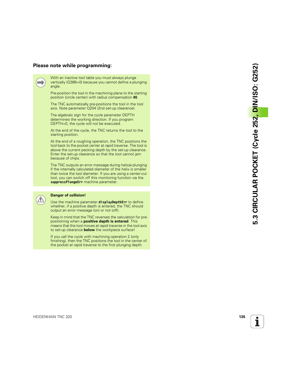 Please note while programming | HEIDENHAIN TNC 320 (340 55x-05) Cycle programming User Manual | Page 135 / 439