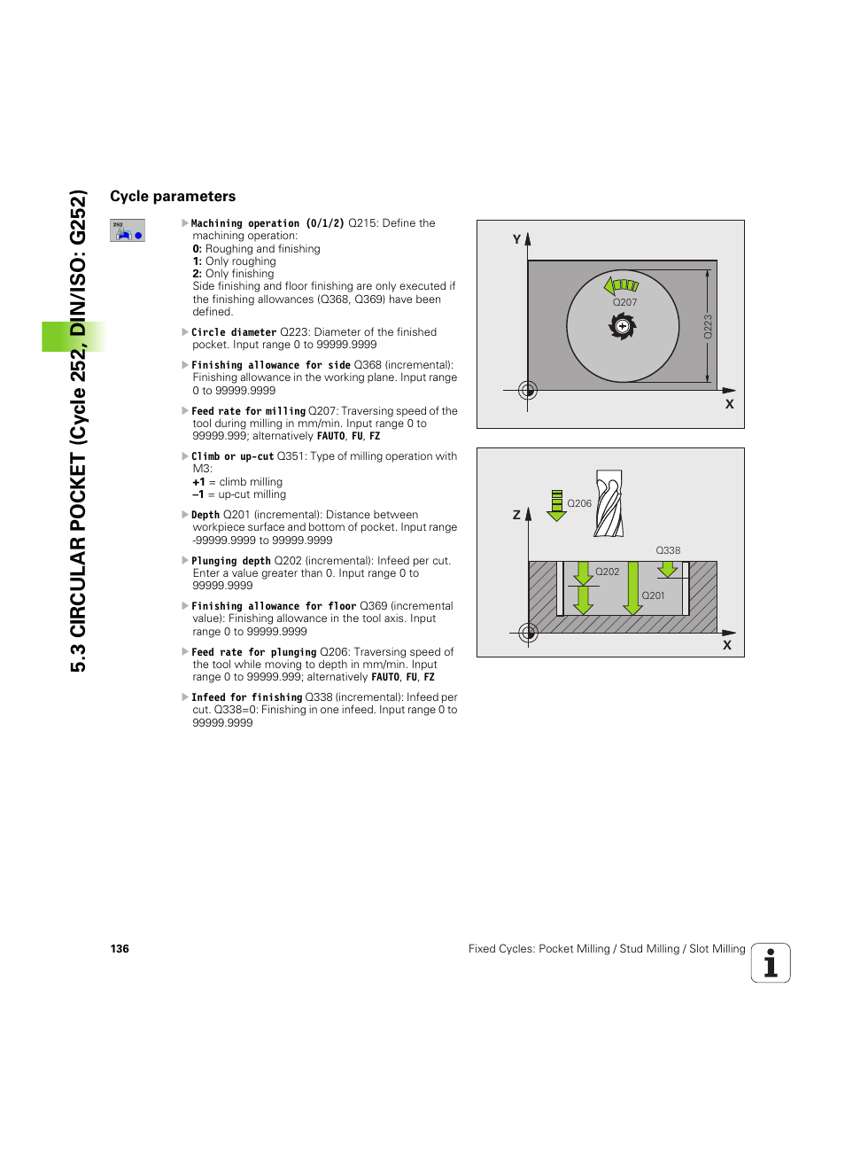 Cycle parameters | HEIDENHAIN TNC 320 (340 55x-05) Cycle programming User Manual | Page 136 / 439