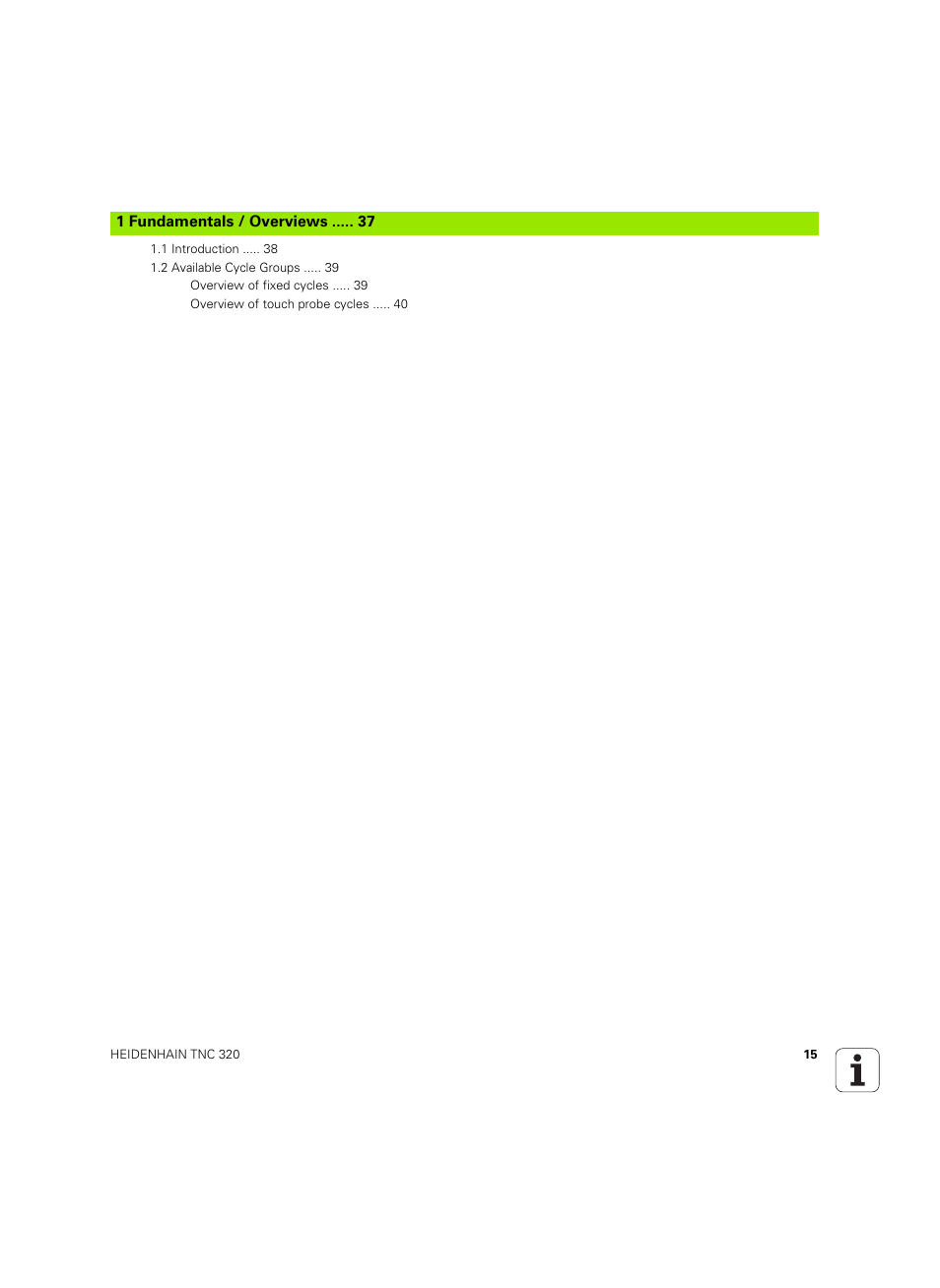 HEIDENHAIN TNC 320 (340 55x-05) Cycle programming User Manual | Page 15 / 439