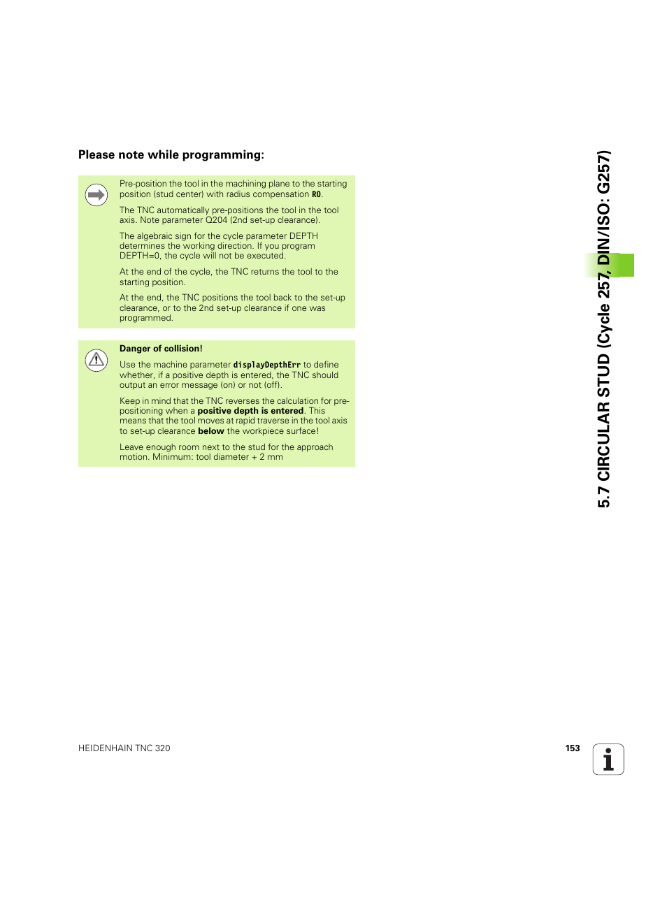 Please note while programming | HEIDENHAIN TNC 320 (340 55x-05) Cycle programming User Manual | Page 153 / 439