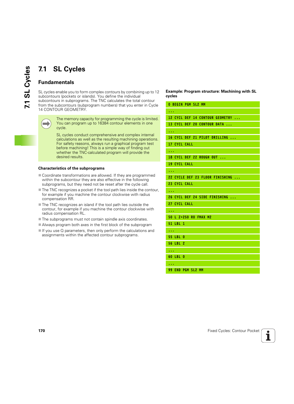 1 sl cycles, Fundamentals, 1 sl cy cles 7.1 sl cycles | HEIDENHAIN TNC 320 (340 55x-05) Cycle programming User Manual | Page 170 / 439