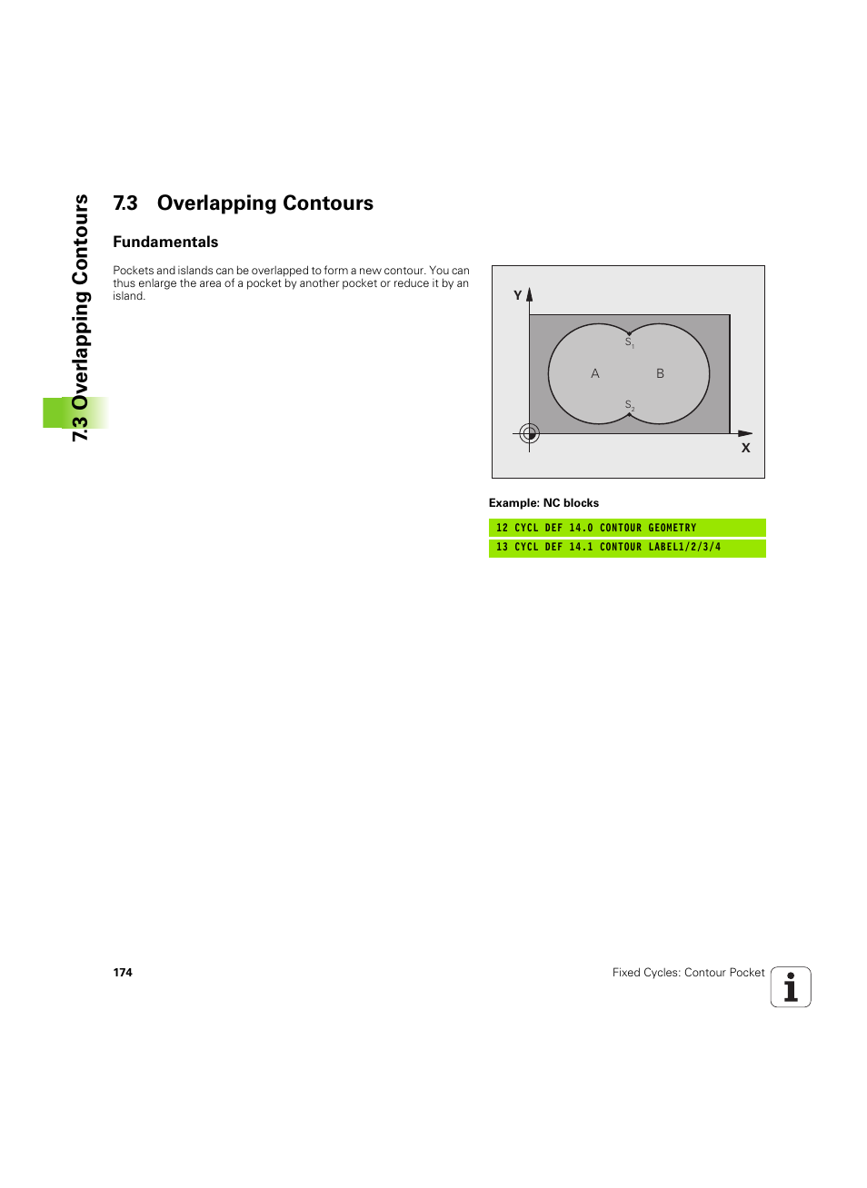 3 overlapping contours, Fundamentals, 3 ov er lapping cont ours 7.3 overlapping contours | HEIDENHAIN TNC 320 (340 55x-05) Cycle programming User Manual | Page 174 / 439
