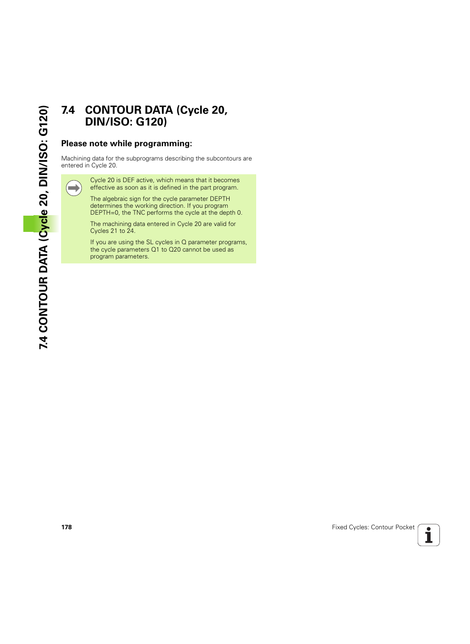 4 contour data (cycle 20, din/iso: g120), Please note while programming | HEIDENHAIN TNC 320 (340 55x-05) Cycle programming User Manual | Page 178 / 439
