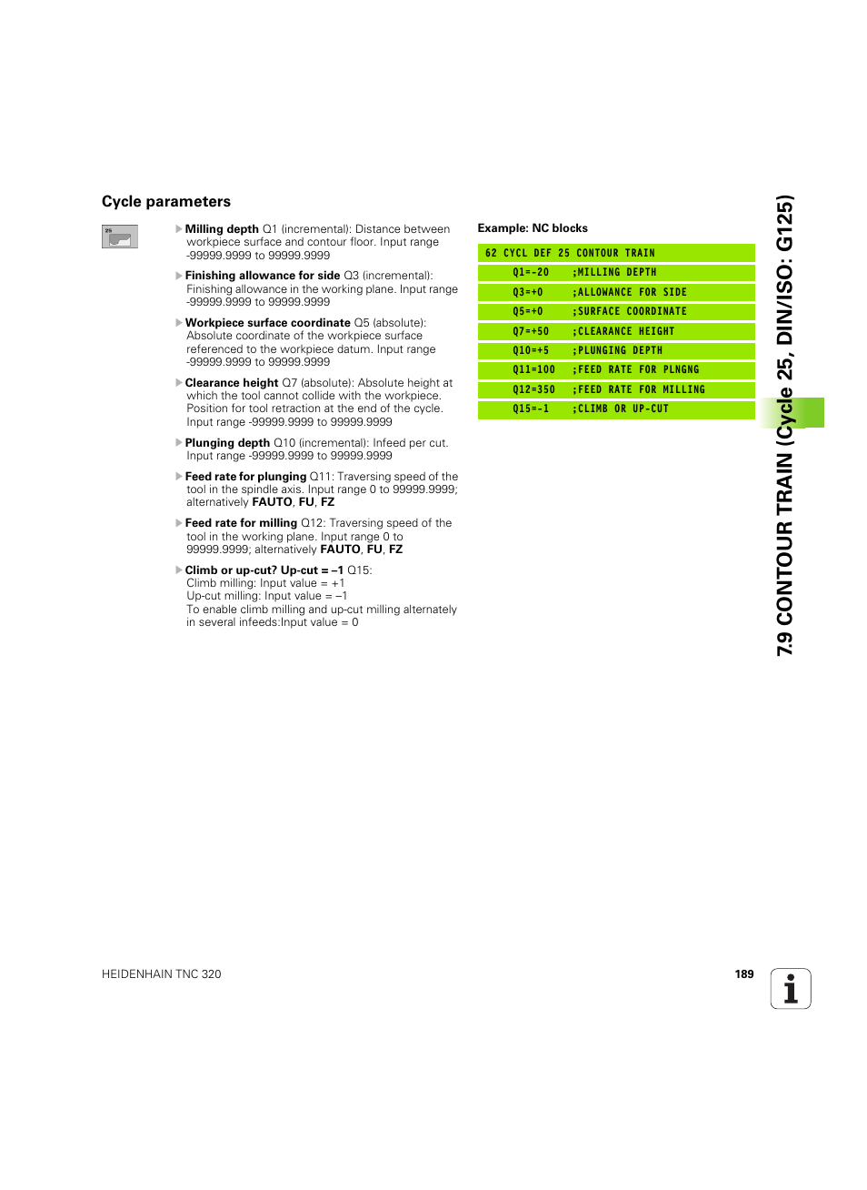 Cycle parameters | HEIDENHAIN TNC 320 (340 55x-05) Cycle programming User Manual | Page 189 / 439