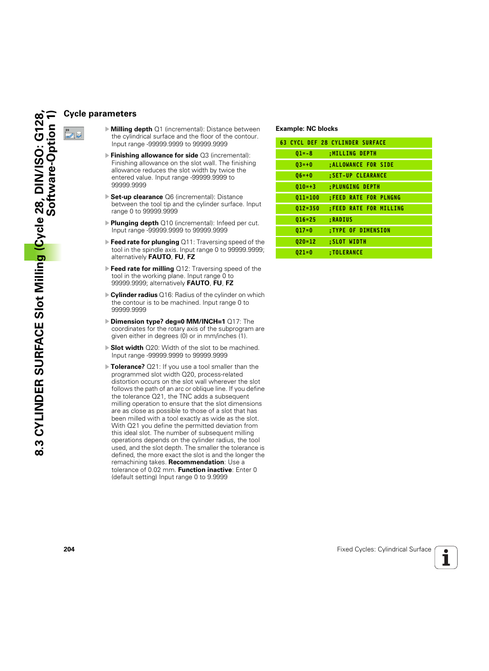 Cycle parameters | HEIDENHAIN TNC 320 (340 55x-05) Cycle programming User Manual | Page 204 / 439