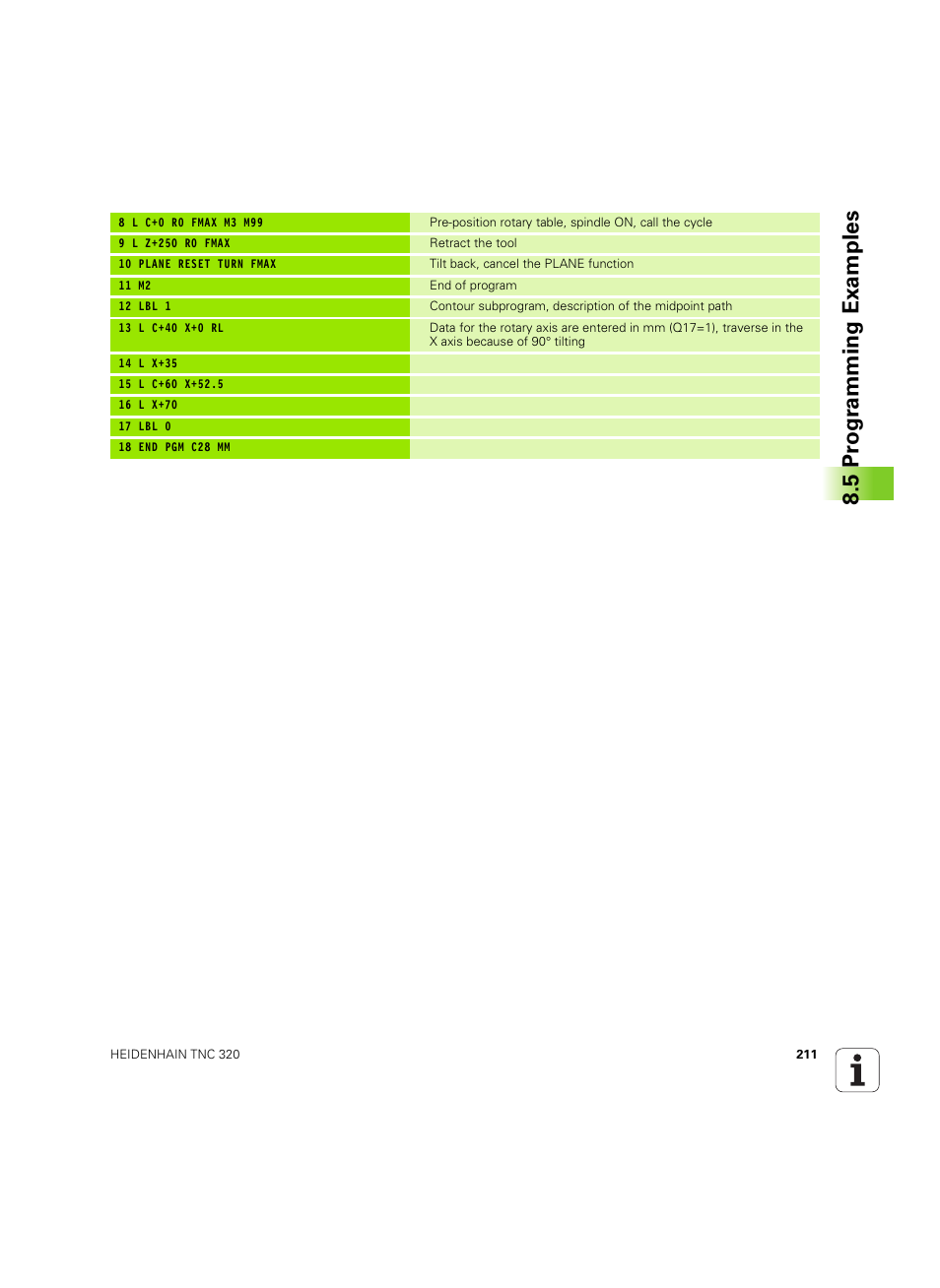 5 pr ogr amming examples | HEIDENHAIN TNC 320 (340 55x-05) Cycle programming User Manual | Page 211 / 439