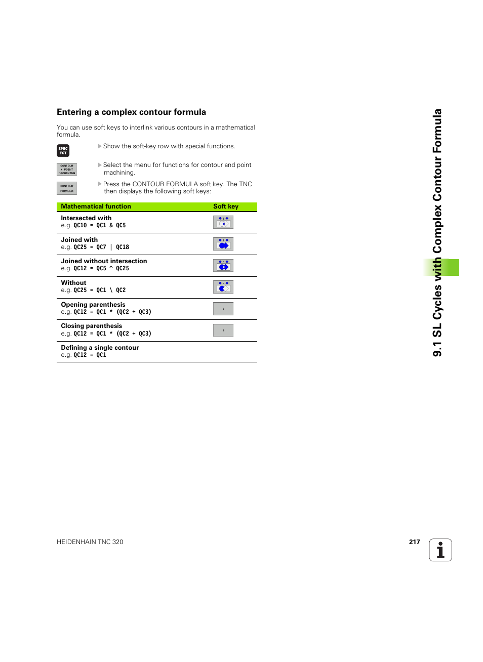 Entering a complex contour formula, 1 sl cy cles with complex cont our f o rm ula | HEIDENHAIN TNC 320 (340 55x-05) Cycle programming User Manual | Page 217 / 439