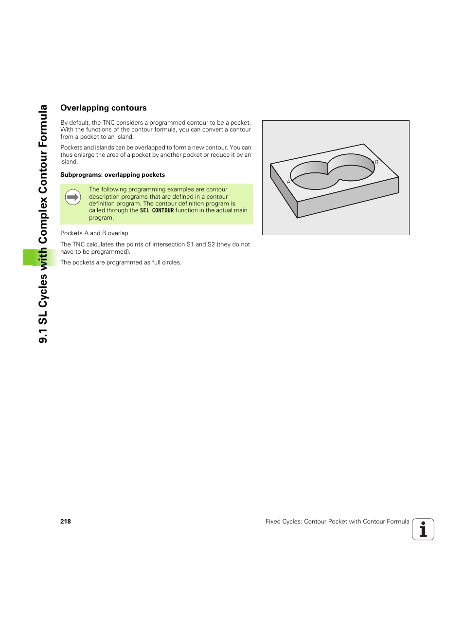 Overlapping contours, 1 sl cy cles with complex cont our f o rm ula | HEIDENHAIN TNC 320 (340 55x-05) Cycle programming User Manual | Page 218 / 439