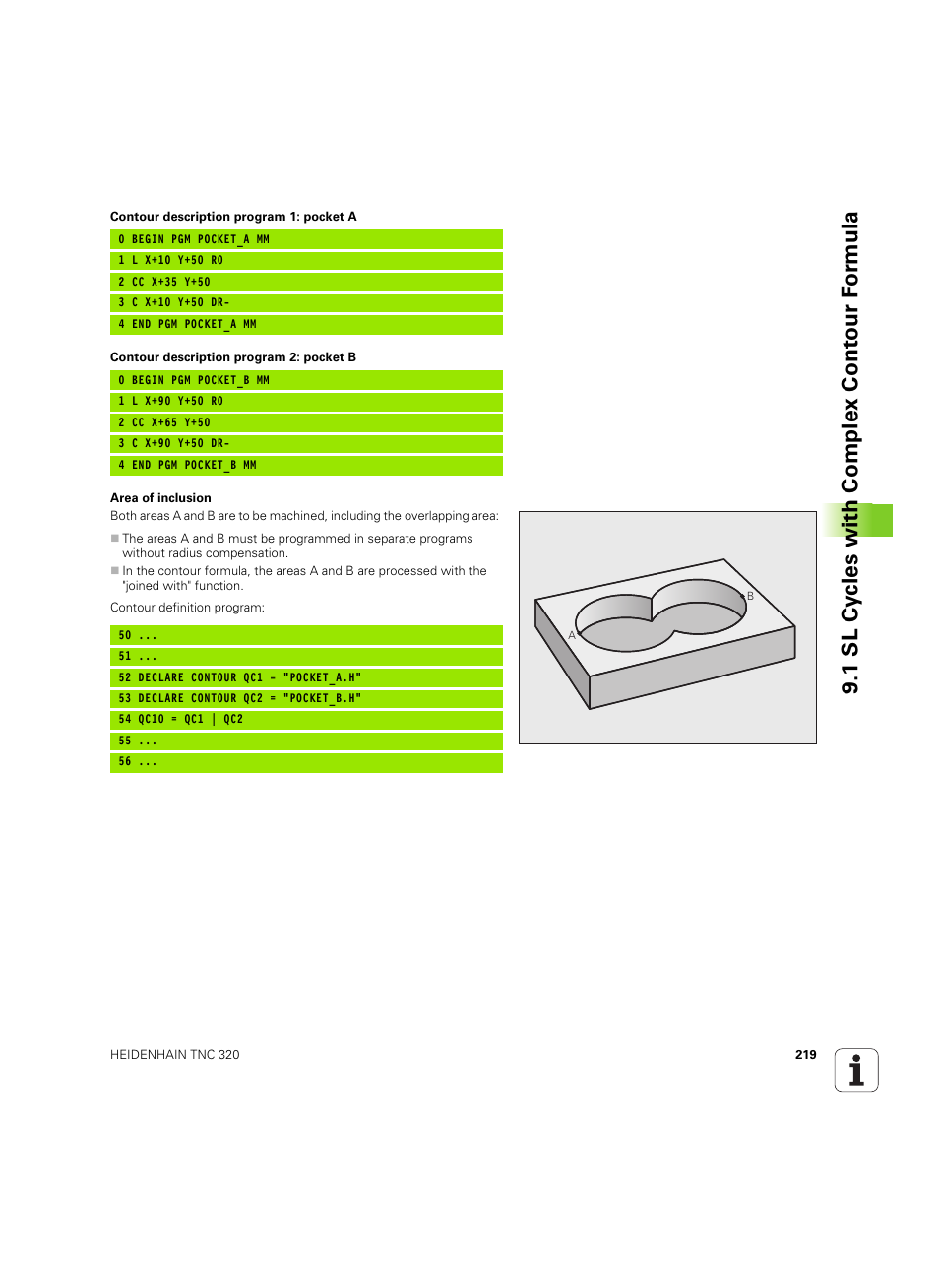 1 sl cy cles with complex cont our f o rm ula | HEIDENHAIN TNC 320 (340 55x-05) Cycle programming User Manual | Page 219 / 439
