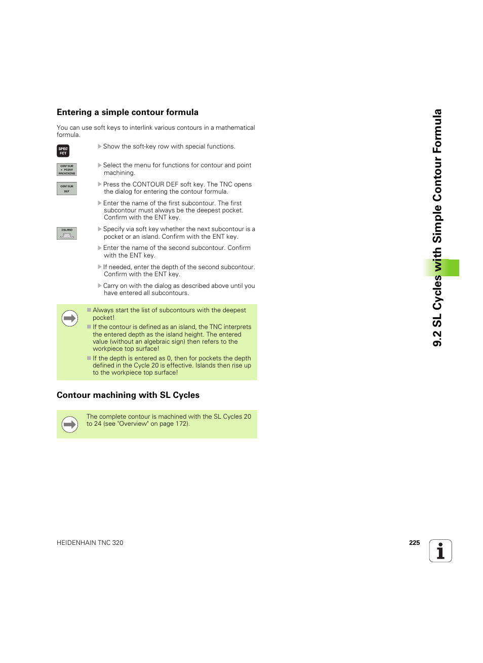 Entering a simple contour formula, Contour machining with sl cycles, 2 sl cy cles with simple cont our f o rm ula | HEIDENHAIN TNC 320 (340 55x-05) Cycle programming User Manual | Page 225 / 439