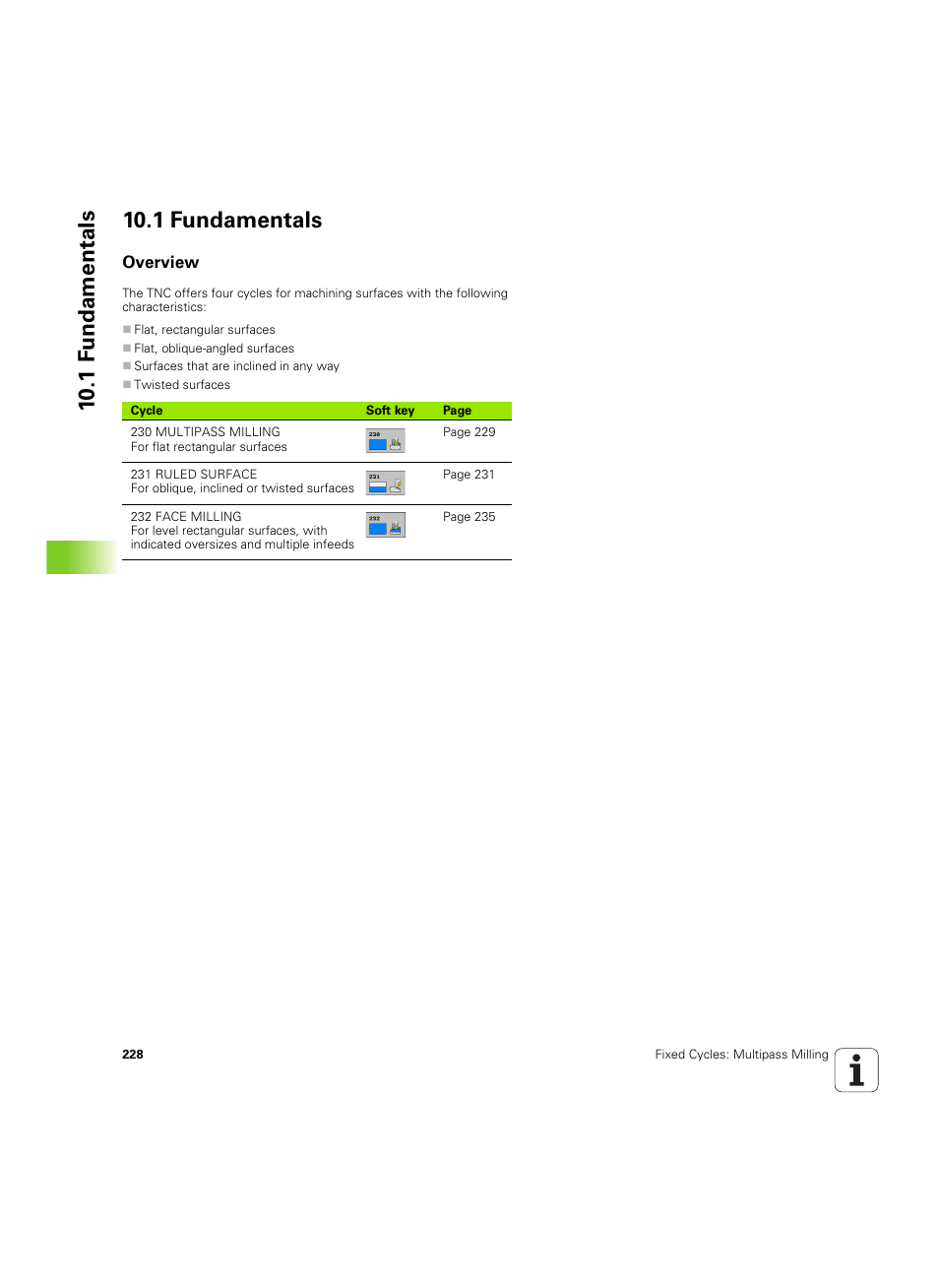 1 fundamentals, Overview | HEIDENHAIN TNC 320 (340 55x-05) Cycle programming User Manual | Page 228 / 439