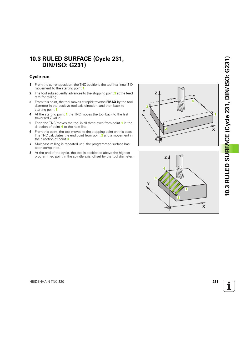 3 ruled surface (cycle 231, din/iso: g231), Cycle run | HEIDENHAIN TNC 320 (340 55x-05) Cycle programming User Manual | Page 231 / 439