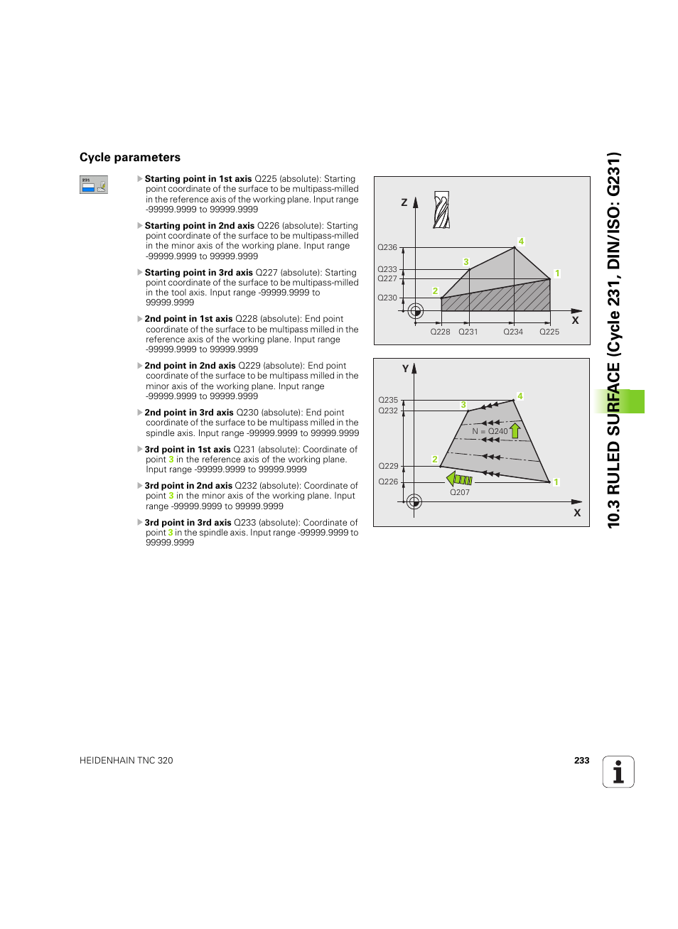 Cycle parameters | HEIDENHAIN TNC 320 (340 55x-05) Cycle programming User Manual | Page 233 / 439