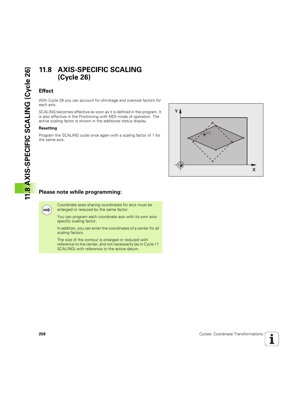 8 axis-specific scaling (cycle 26), Effect, Please note while programming | HEIDENHAIN TNC 320 (340 55x-05) Cycle programming User Manual | Page 258 / 439