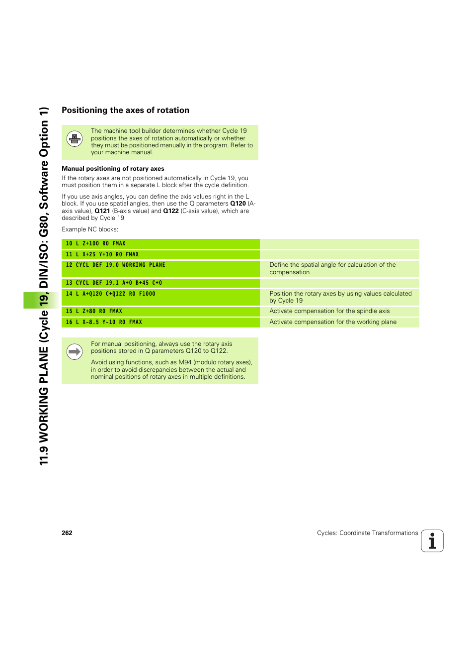 Positioning the axes of rotation | HEIDENHAIN TNC 320 (340 55x-05) Cycle programming User Manual | Page 262 / 439