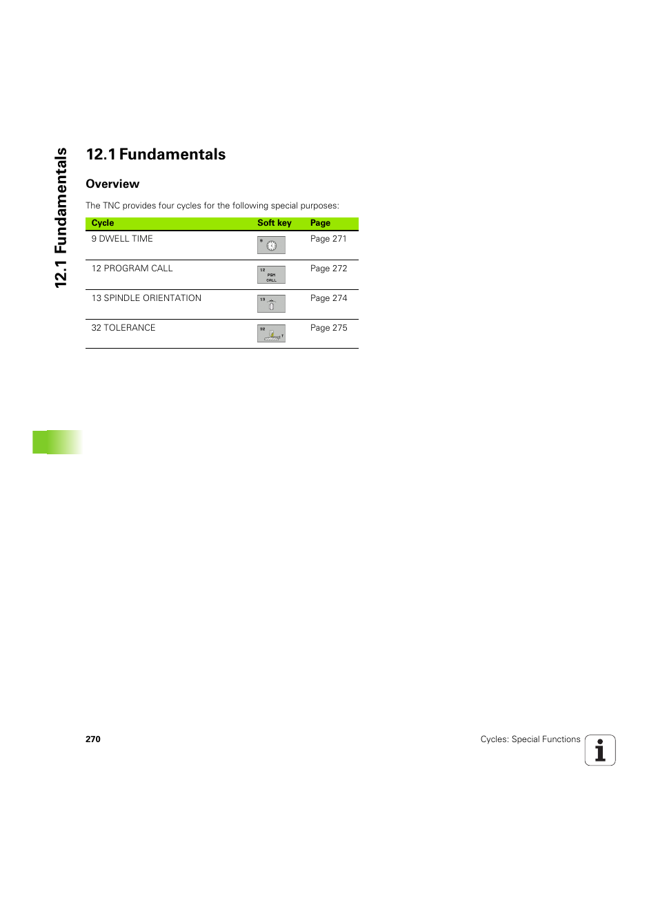 1 fundamentals, Overview, 1 f undamentals 12.1 fundamentals | HEIDENHAIN TNC 320 (340 55x-05) Cycle programming User Manual | Page 270 / 439