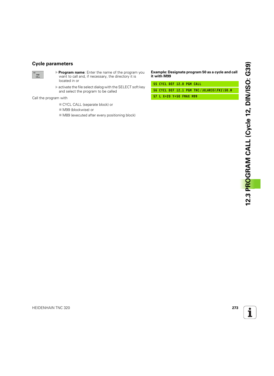 Cycle parameters | HEIDENHAIN TNC 320 (340 55x-05) Cycle programming User Manual | Page 273 / 439