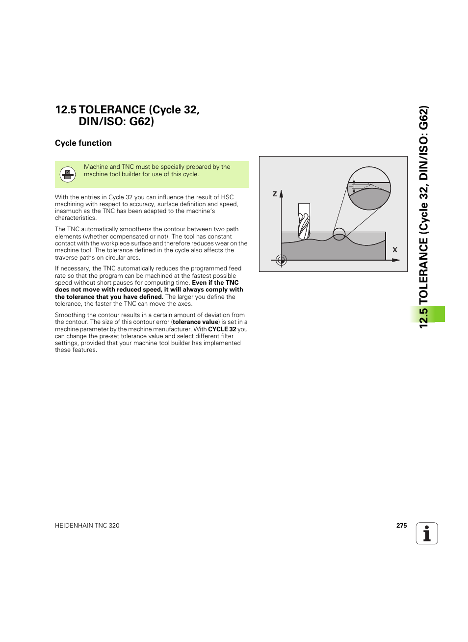 5 tolerance (cycle 32, din/iso: g62), Cycle function | HEIDENHAIN TNC 320 (340 55x-05) Cycle programming User Manual | Page 275 / 439