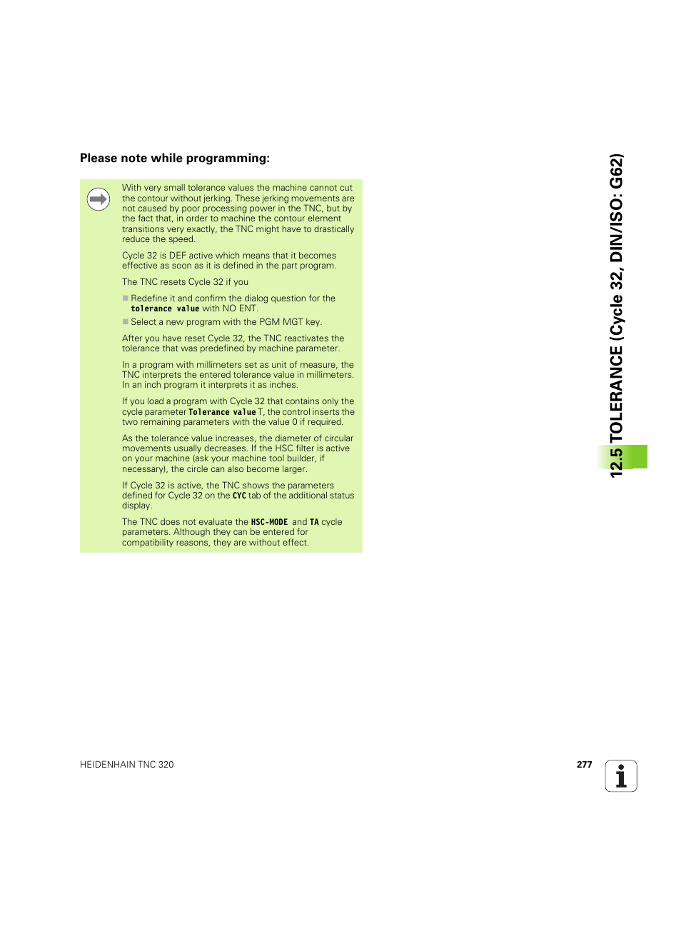Please note while programming | HEIDENHAIN TNC 320 (340 55x-05) Cycle programming User Manual | Page 277 / 439
