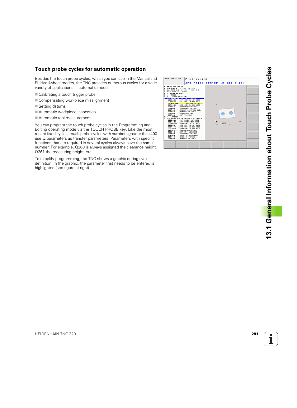 Touch probe cycles for automatic operation | HEIDENHAIN TNC 320 (340 55x-05) Cycle programming User Manual | Page 281 / 439
