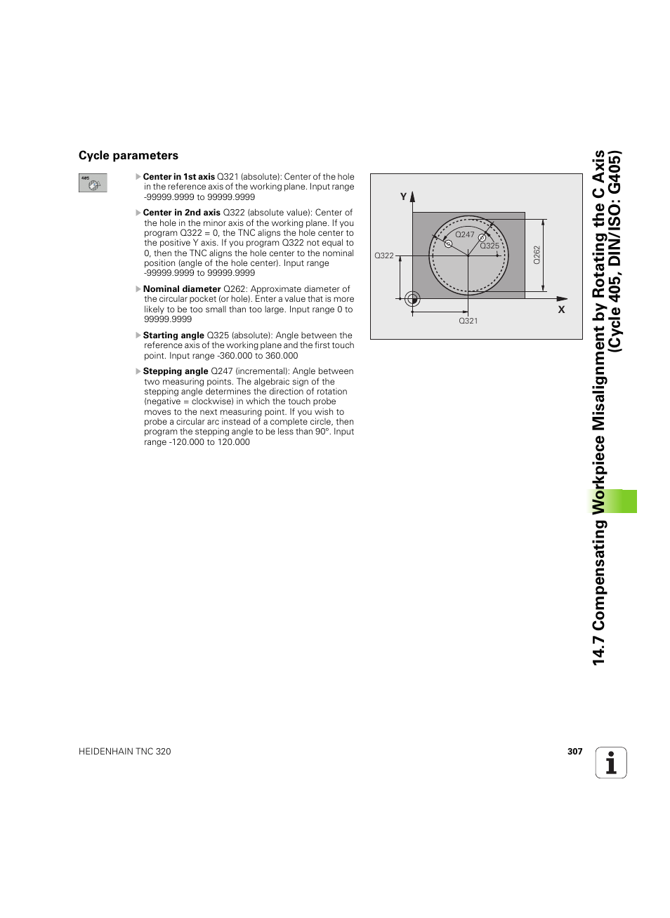 Cycle parameters | HEIDENHAIN TNC 320 (340 55x-05) Cycle programming User Manual | Page 307 / 439