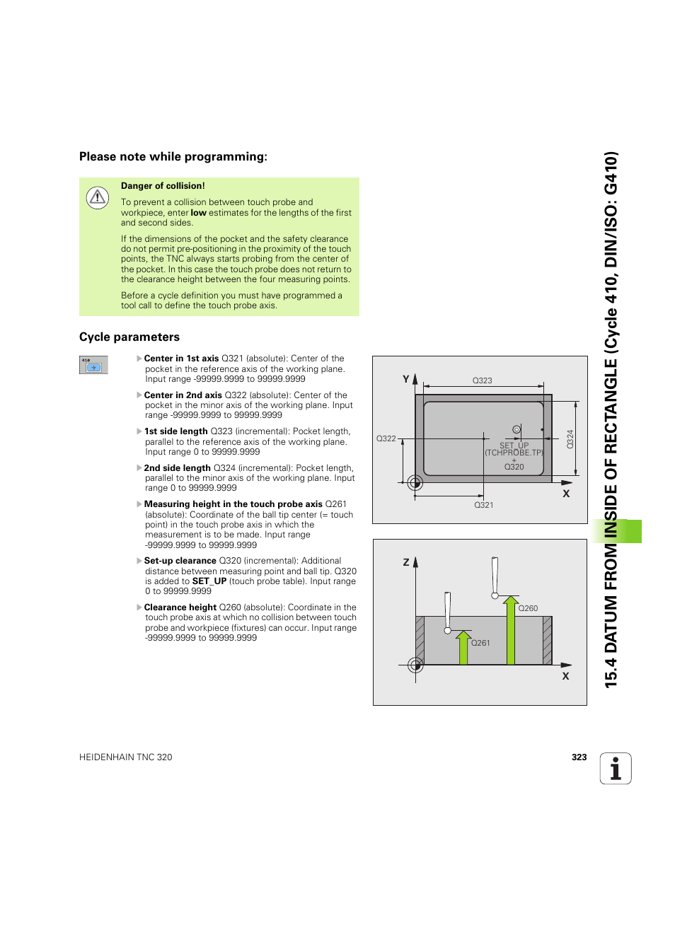 Please note while programming, Cycle parameters | HEIDENHAIN TNC 320 (340 55x-05) Cycle programming User Manual | Page 323 / 439