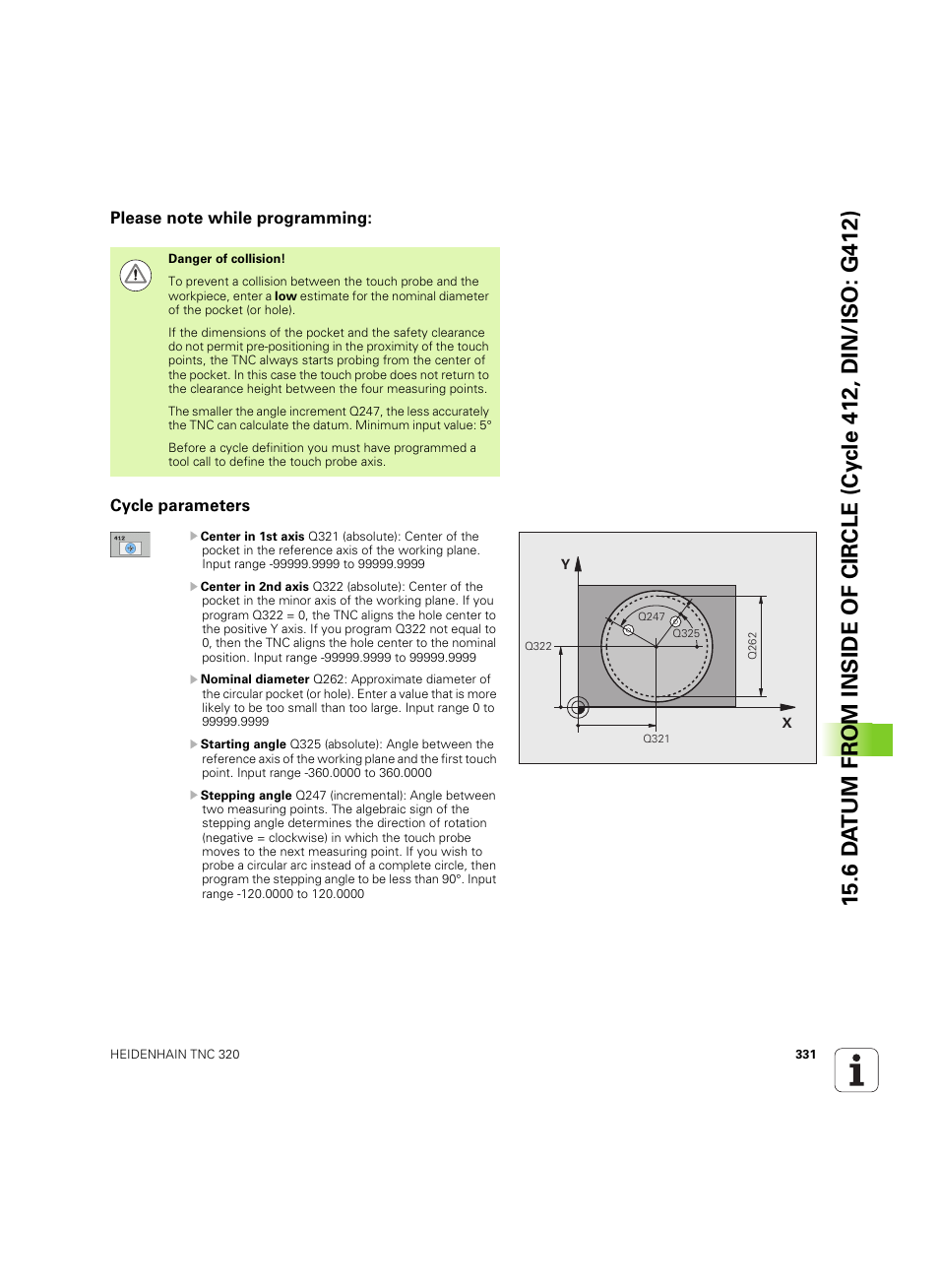 Please note while programming, Cycle parameters | HEIDENHAIN TNC 320 (340 55x-05) Cycle programming User Manual | Page 331 / 439