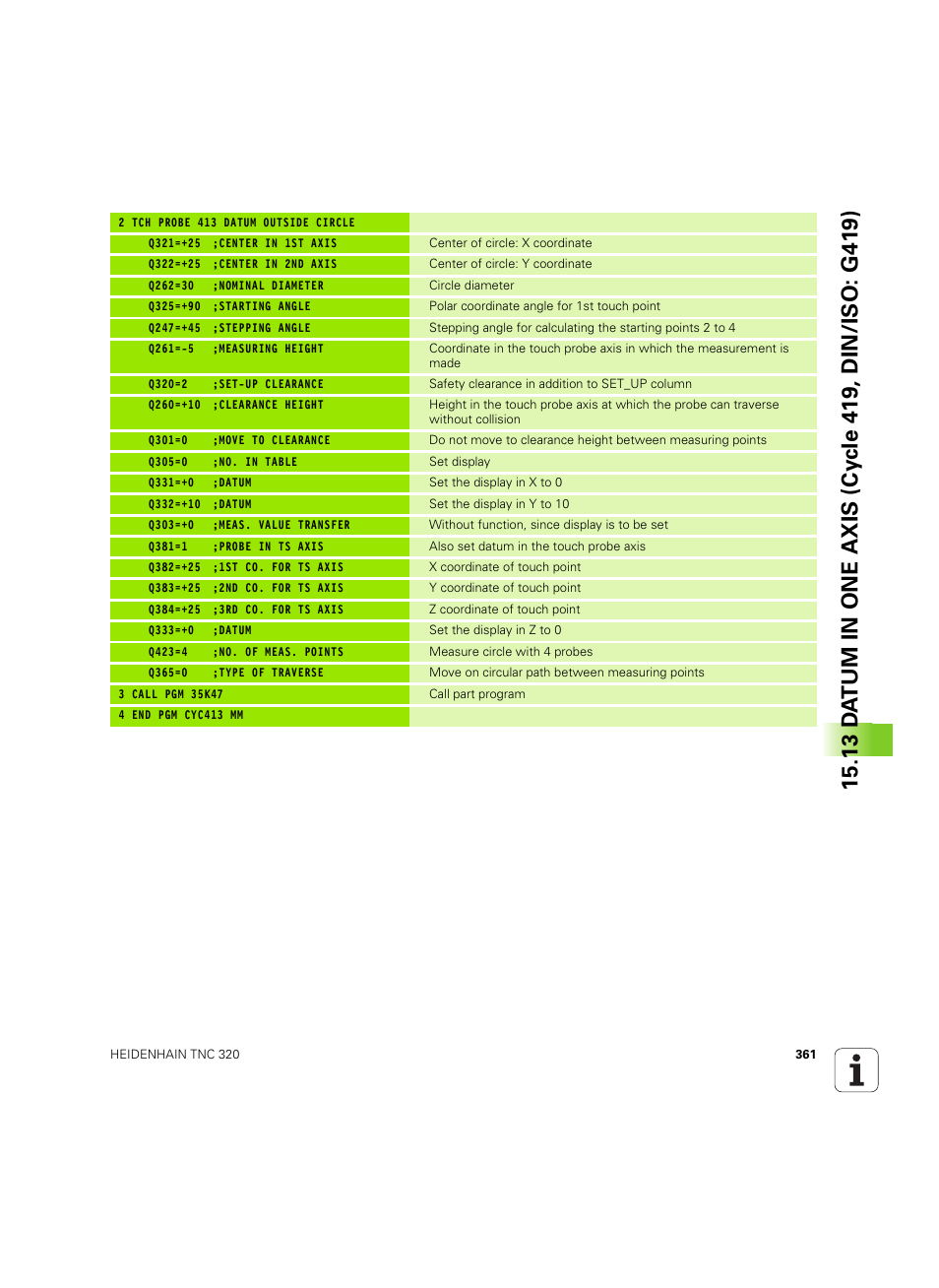 HEIDENHAIN TNC 320 (340 55x-05) Cycle programming User Manual | Page 361 / 439