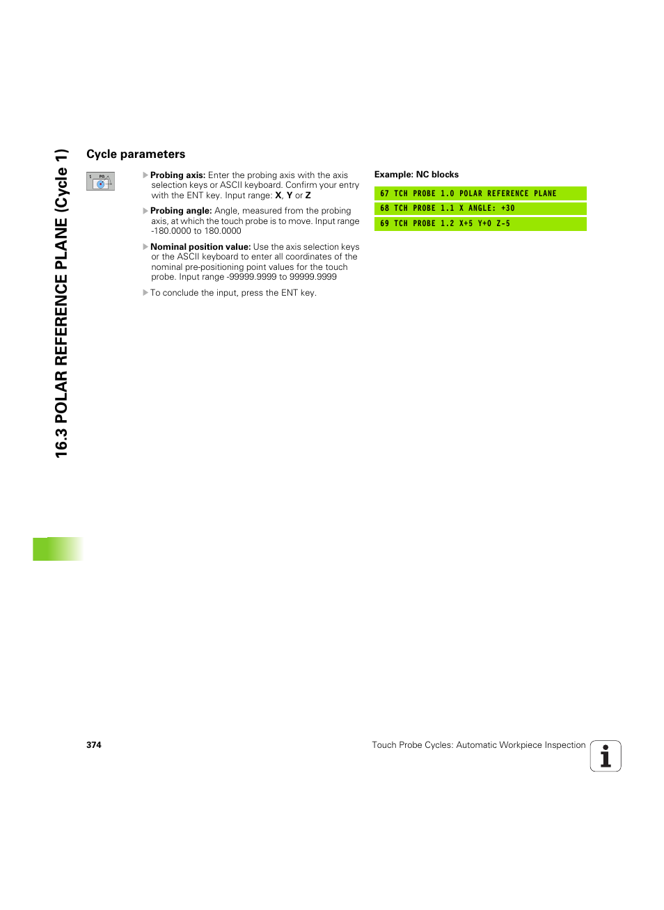 Cycle parameters, 3 polar reference plane (cy c le 1) | HEIDENHAIN TNC 320 (340 55x-05) Cycle programming User Manual | Page 374 / 439