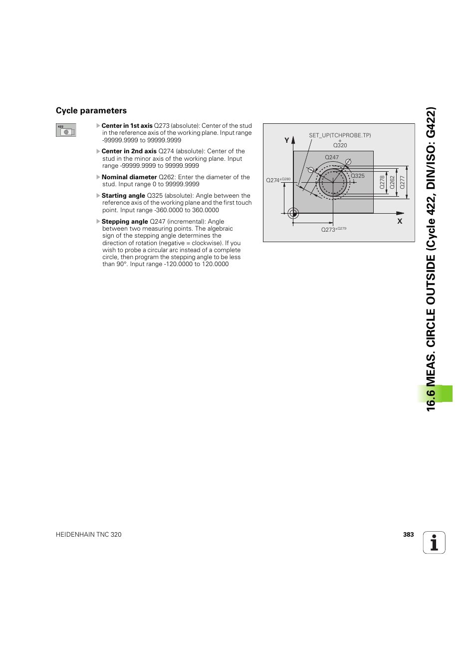 Cycle parameters | HEIDENHAIN TNC 320 (340 55x-05) Cycle programming User Manual | Page 383 / 439