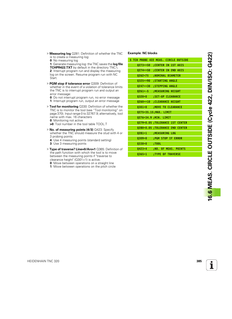 HEIDENHAIN TNC 320 (340 55x-05) Cycle programming User Manual | Page 385 / 439