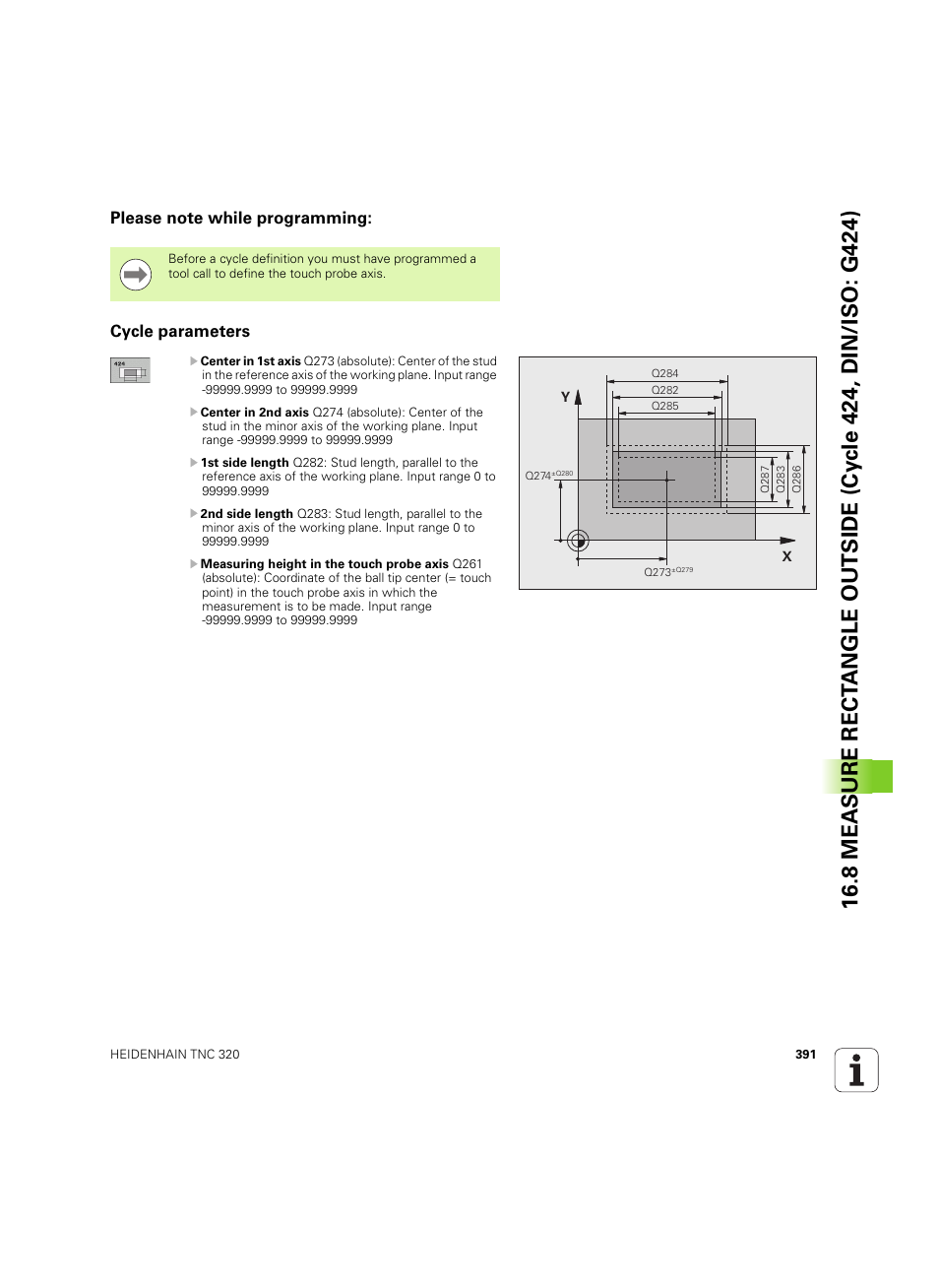 Please note while programming, Cycle parameters | HEIDENHAIN TNC 320 (340 55x-05) Cycle programming User Manual | Page 391 / 439
