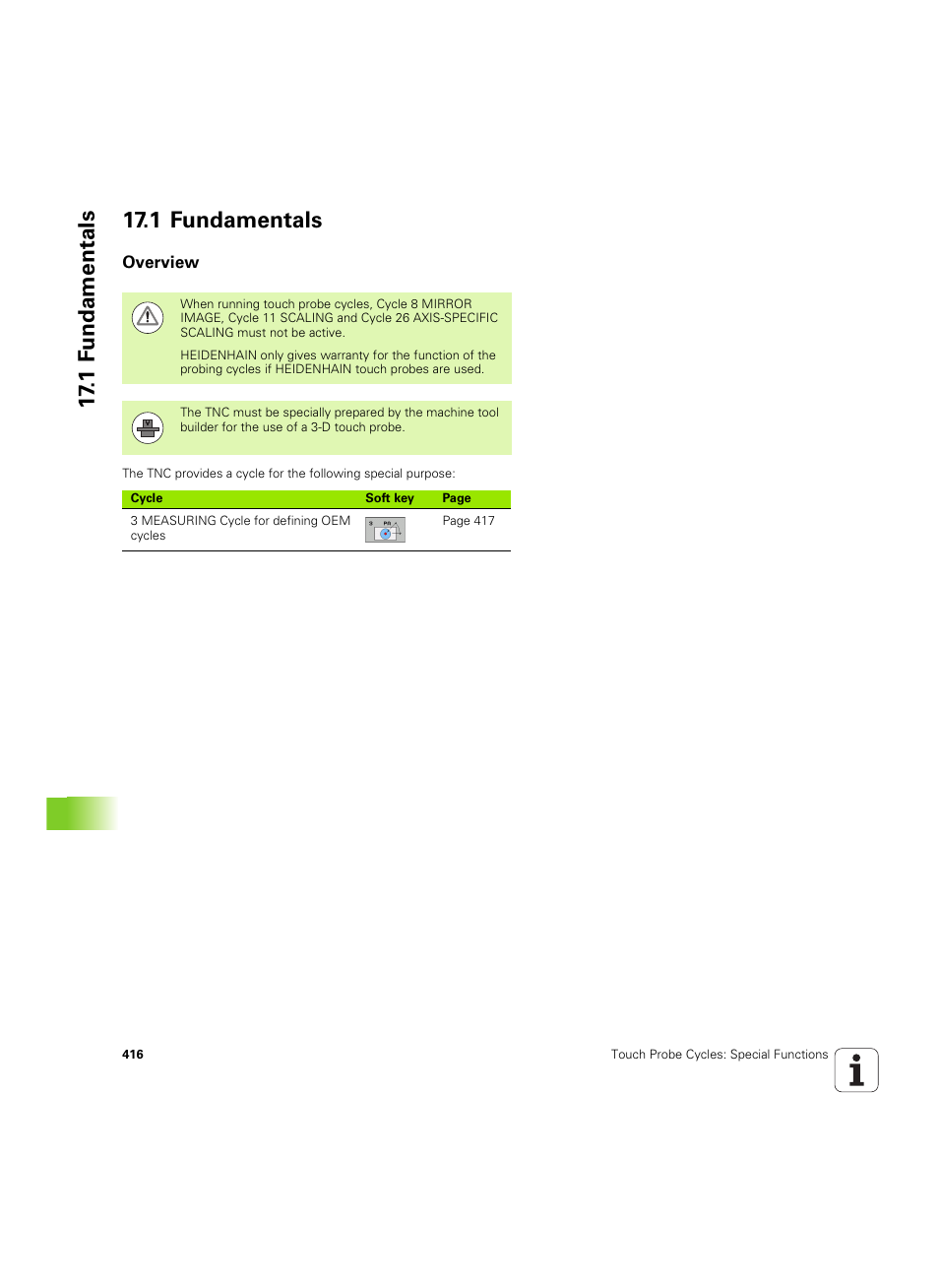1 fundamentals, Overview, 1 f undamentals 17.1 fundamentals | HEIDENHAIN TNC 320 (340 55x-05) Cycle programming User Manual | Page 416 / 439