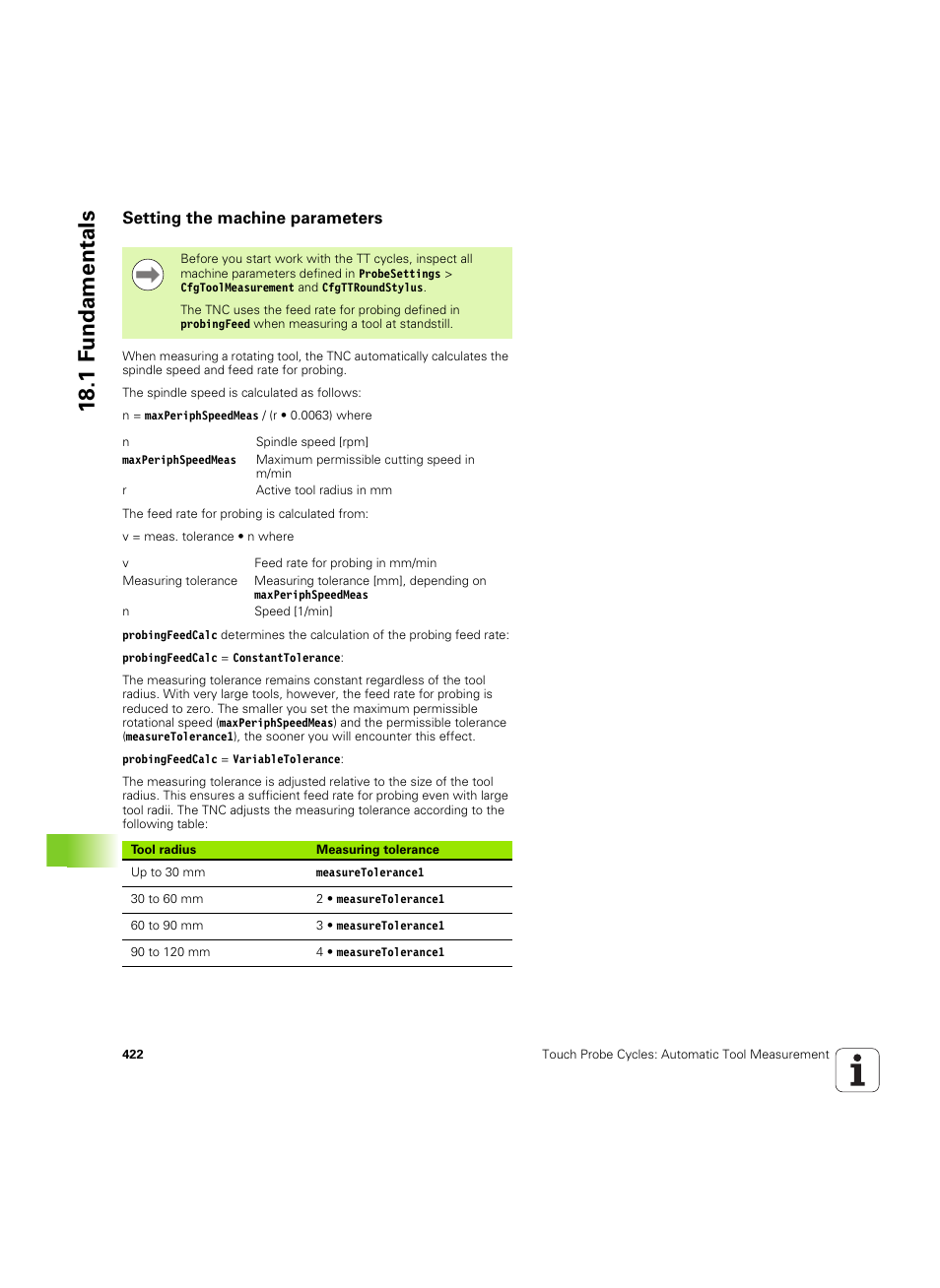 Setting the machine parameters, 18 .1 f undamentals | HEIDENHAIN TNC 320 (340 55x-05) Cycle programming User Manual | Page 422 / 439