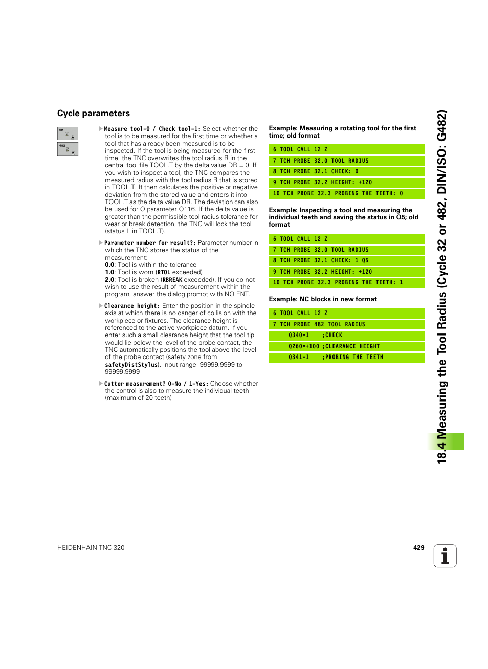Cycle parameters | HEIDENHAIN TNC 320 (340 55x-05) Cycle programming User Manual | Page 429 / 439