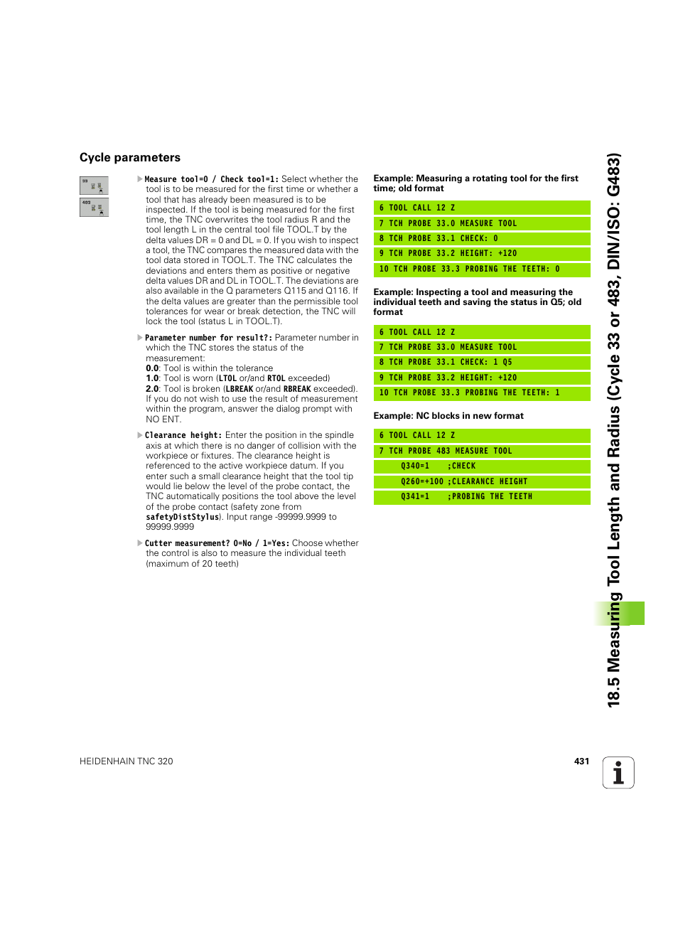 Cycle parameters | HEIDENHAIN TNC 320 (340 55x-05) Cycle programming User Manual | Page 431 / 439