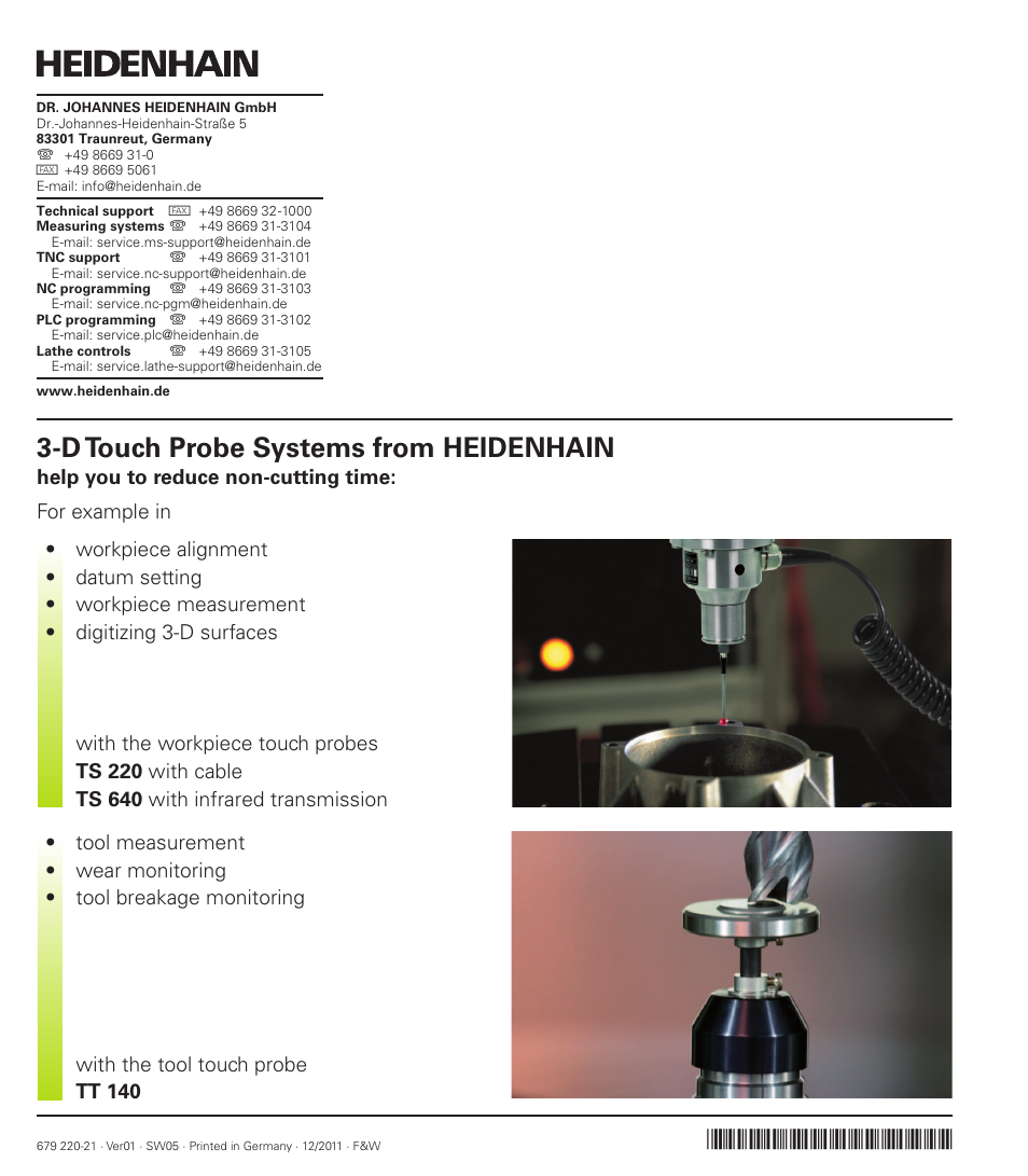 D touch probe systems from heidenhain | HEIDENHAIN TNC 320 (340 55x-05) Cycle programming User Manual | Page 439 / 439