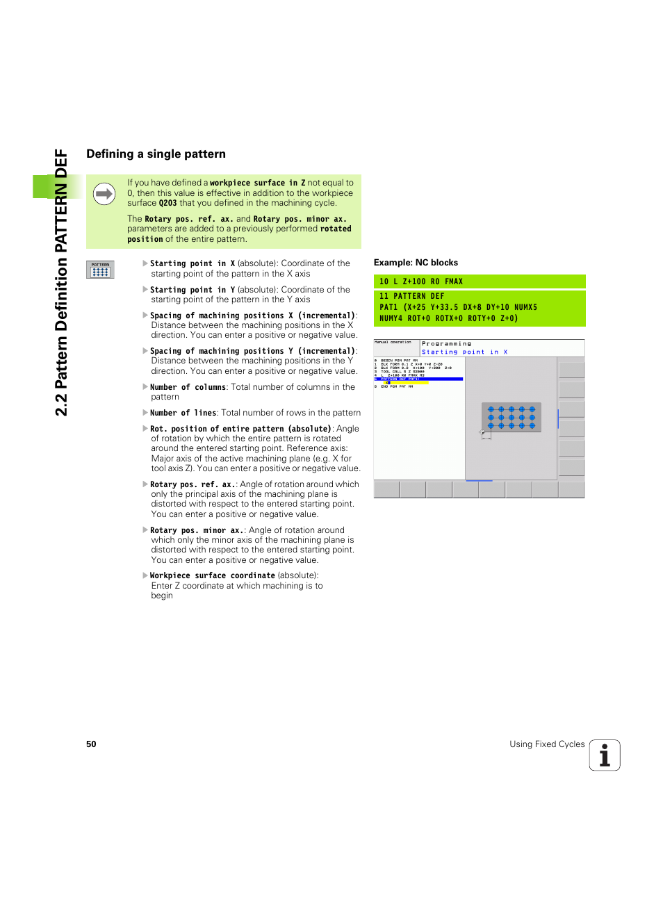 Defining a single pattern | HEIDENHAIN TNC 320 (340 55x-05) Cycle programming User Manual | Page 50 / 439