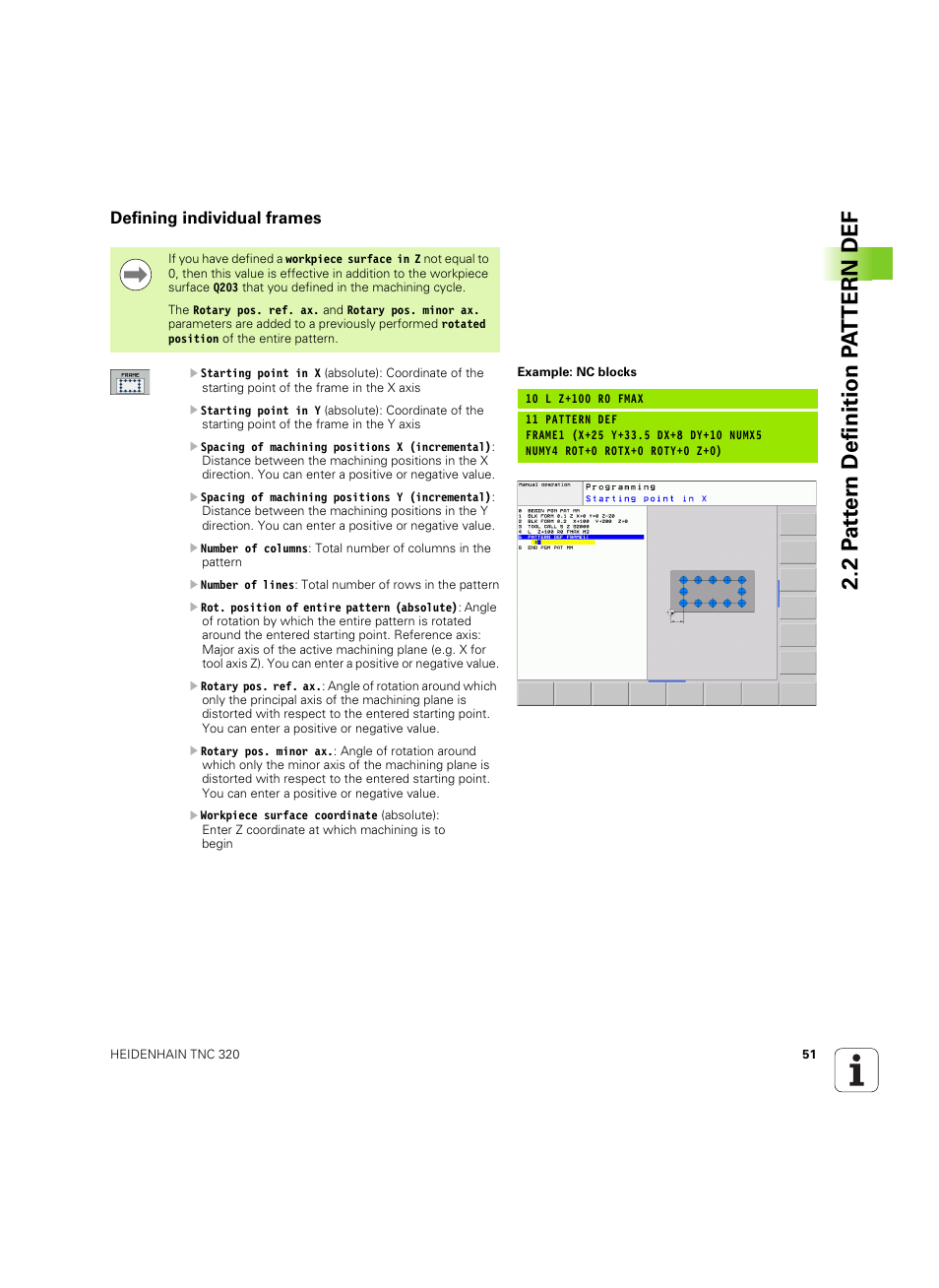 Defining individual frames | HEIDENHAIN TNC 320 (340 55x-05) Cycle programming User Manual | Page 51 / 439