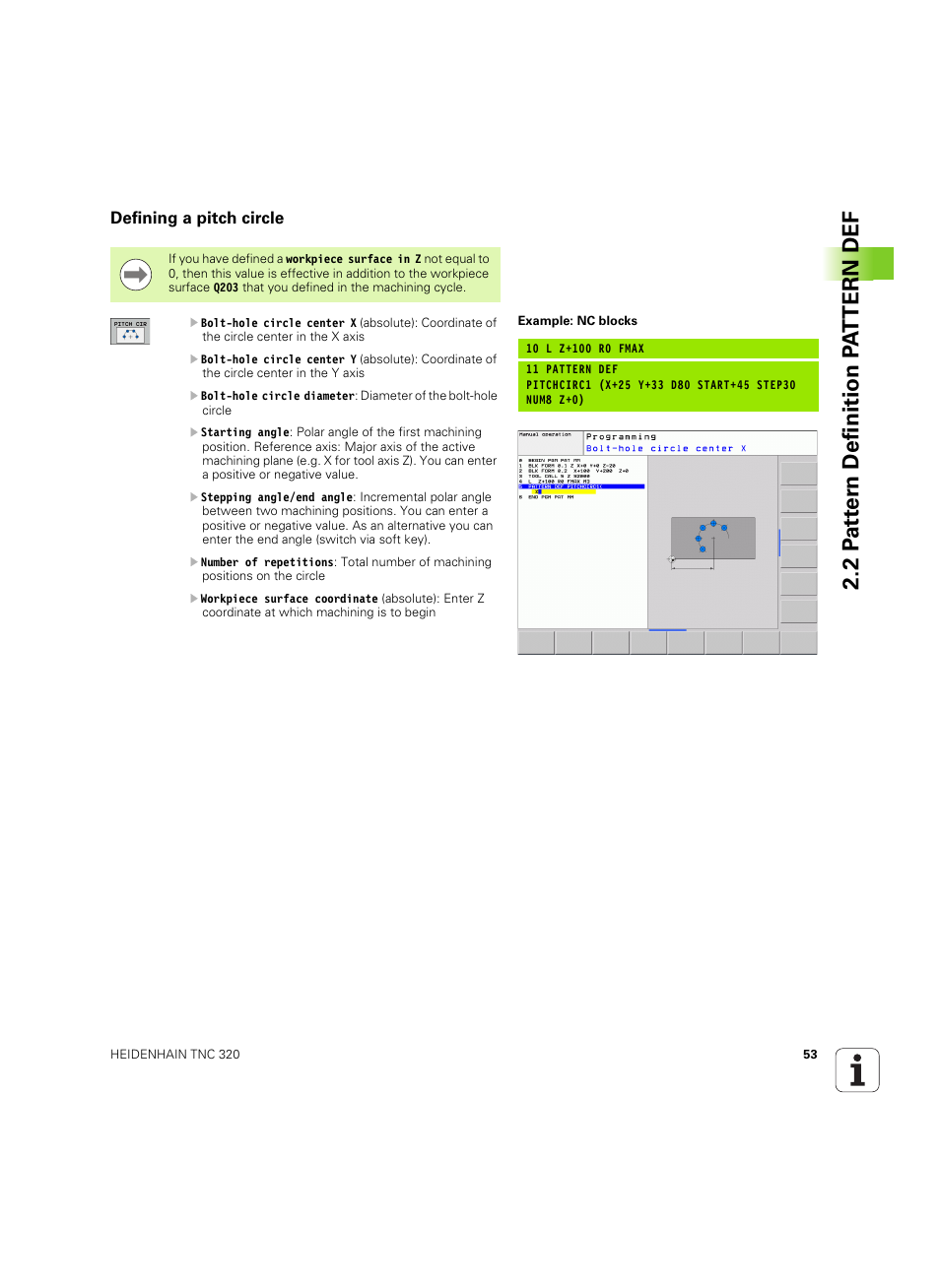 Defining a pitch circle | HEIDENHAIN TNC 320 (340 55x-05) Cycle programming User Manual | Page 53 / 439