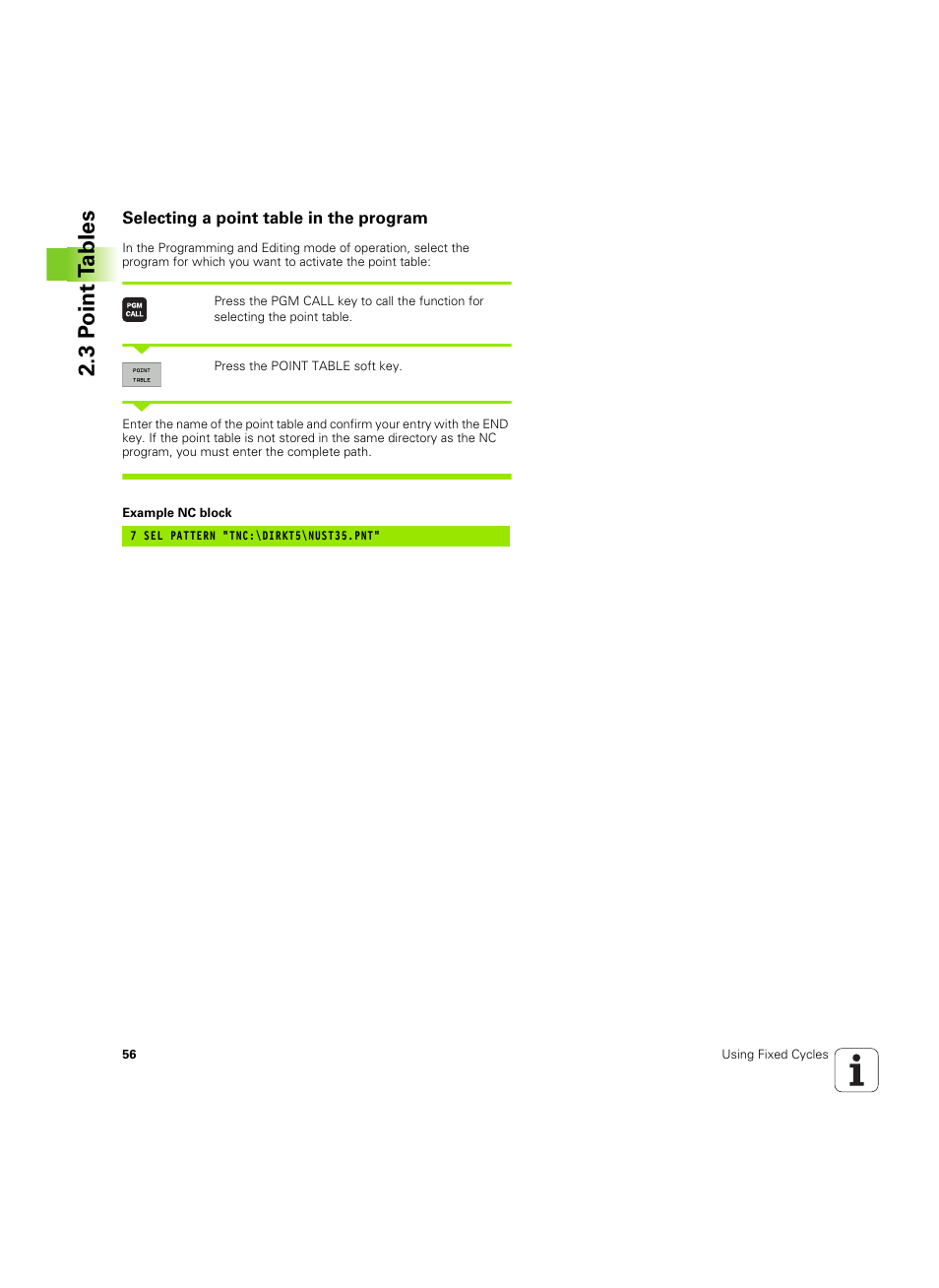Selecting a point table in the program | HEIDENHAIN TNC 320 (340 55x-05) Cycle programming User Manual | Page 56 / 439